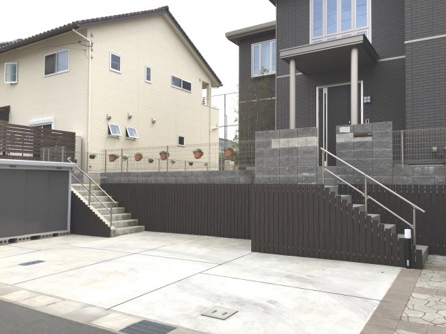 目隠し 擁壁 広島 外構 エクステリア 広島美建